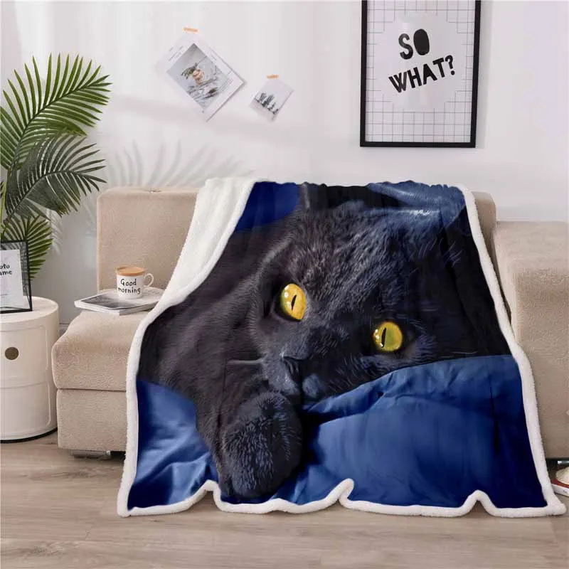 3D Животные психоделический Кот ягненок бархатное одеяло для детей взрослых коралловый флис кровать одеяло зимнее покрывало теплый диван плед