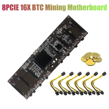 Placa base de minería HM65 BTC + Cable Dual de 6x6 pines, 8x PCIe 16X GPU, ranura DDR3, compatible con RX GTX10 GTX20 GTX30 Series