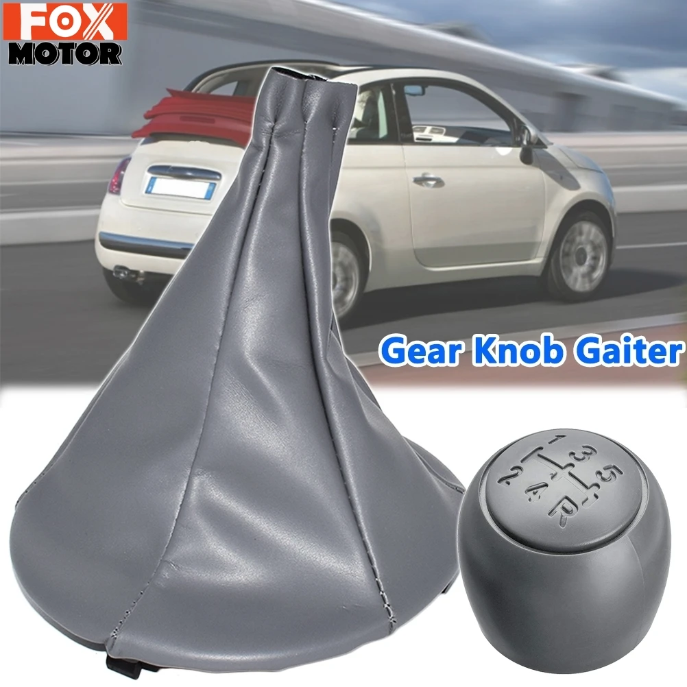 Gear Head Cover 5 Speed Car Gear Shift Knob With Leather Boot Dust Cover For Fiat Panda 2003-2012 500 500c 2007-2013