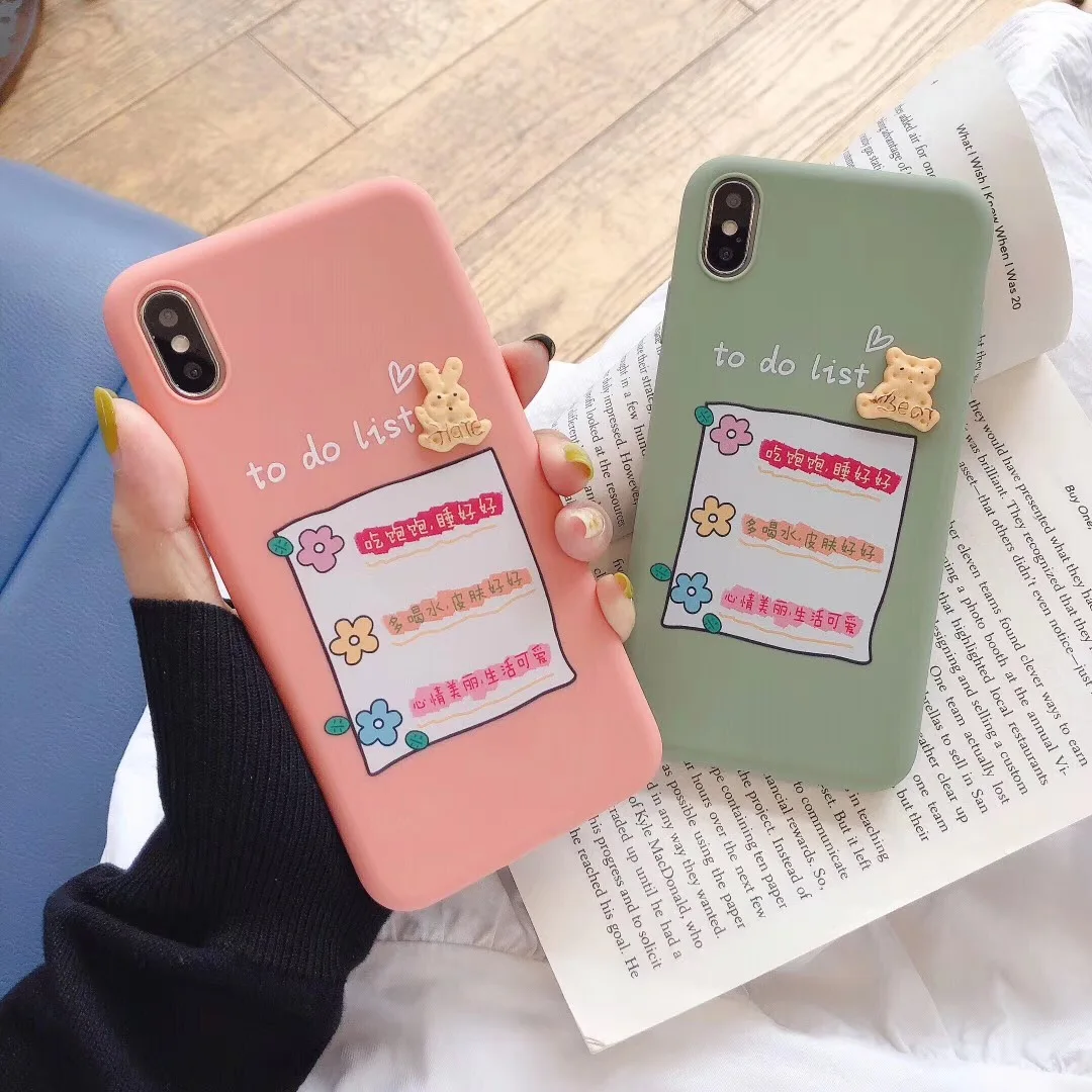 

3D Korean version ins cartoon cute candy color cookie bear rabbit mobile phone case for iPhone XS MAX XR 7 8 6SPlus jacket Coque
