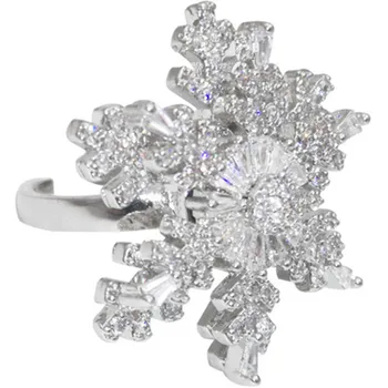 

Winter rotatable snowflake moving ring net red simple Zircon design sense Japanese and Korean light luxury ring female ins tide