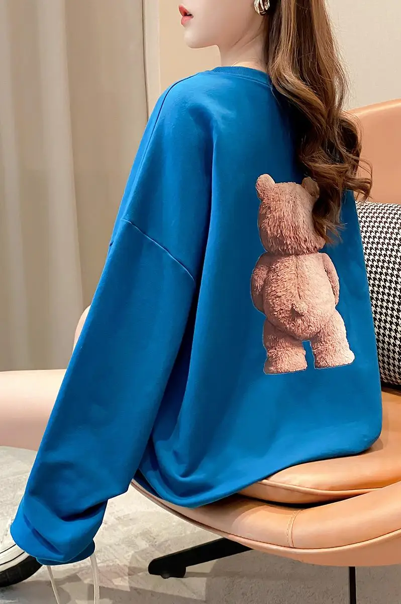 

Oversized Women Sweatshirts Tops Cartoon Bear Printed Clothes Spring Casual Pullovers Hoodies Ulzzang Tops Sweatshirt
