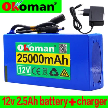 

100% 12v 25000mAh lithium-ion Rechargeable battery High Capacity 12.6v 25Ah AC Power Charger With charging indicator + charger