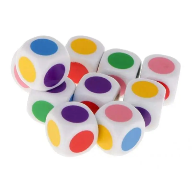 10pcs 16mm Opaque Six Sided 6 Color Dot Dice Games D6 D&D RPG 