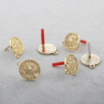 

10pcs Gold Alloy Fashion Republique Francaise Ear Stud Charms Pendant Connector For DIY Earrings Jewelry Accessories Making