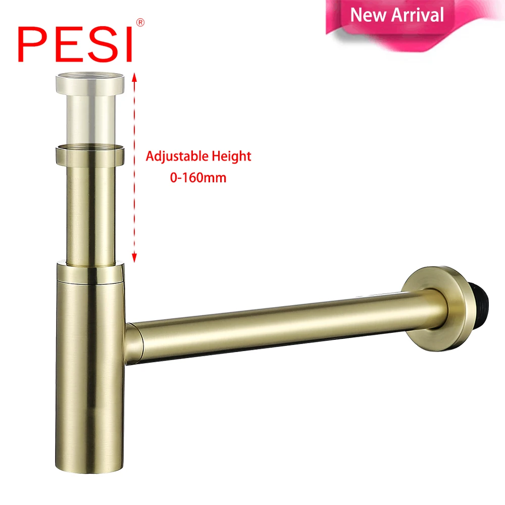 Trappola Per Bottiglie In Ottone Lavandino Del Bagno Lavabo Lavabo Tubo Scarico Scarico Sifone Scolapiatti Oro Spazzolato P-Trap.