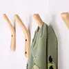 1pc Natural Wood Clothes Hanger Wall Mounted Coat Hook Decorative Key Holder Hat Scarf Handbag Storage Hanger Bathroom Rack 3