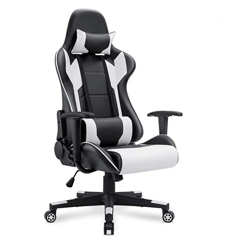 

Adjustable Swivel Chair with Headrest and Lumbar Support PU Leather Desk Chair Racing Swivel Computer