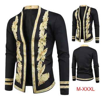 

Brand Men Jacket 2019 Fashion National Style Printed Long Sleeve Jacket Coat Africa Clothing