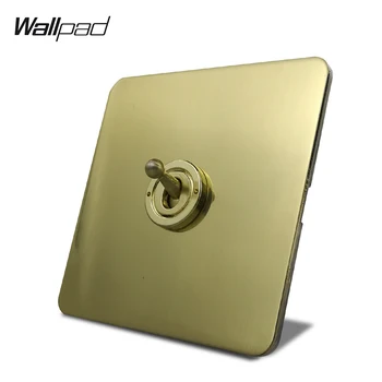 

Wallpad Satin Gold H6 Toggle Switch Electric Light Switch 1 Gang 1 Way or 2 Way Brushed Brass Color Stainless Steel Panel