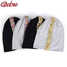 Geebro Новые Красочные Стразы ленты шапочки шапки для женщин женские повседневные осенние хлопковые ребристые сутулые шапки и кепки