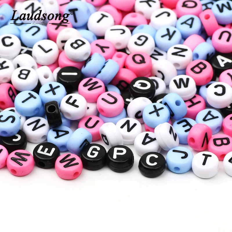 Letter Beads Alphabet Beads Assorted Beads Pastel Beads Pastel Letter Beads  Bulk Beads Wholesale Beads 100 pieces 7mm