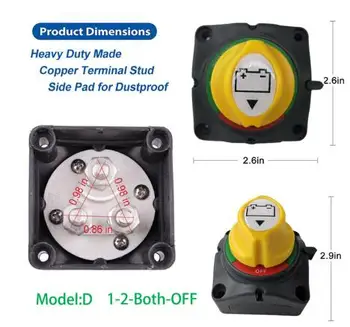 

12V Dual Battery Master Selector Disconnect Isolator Cut off Kill Switch For Car Marine Camper Vans Truck RV ATV UTV