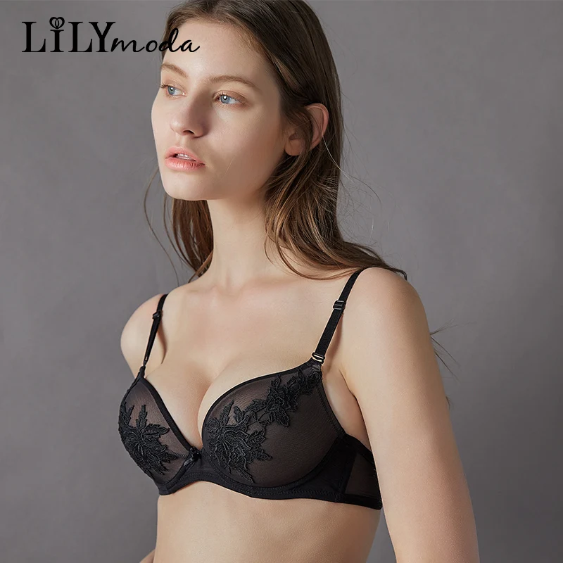Lilymoda Новинка 2018 сексуальный бюстгальтер с 3/4 чашечкой пуш ап роскошное цветочное