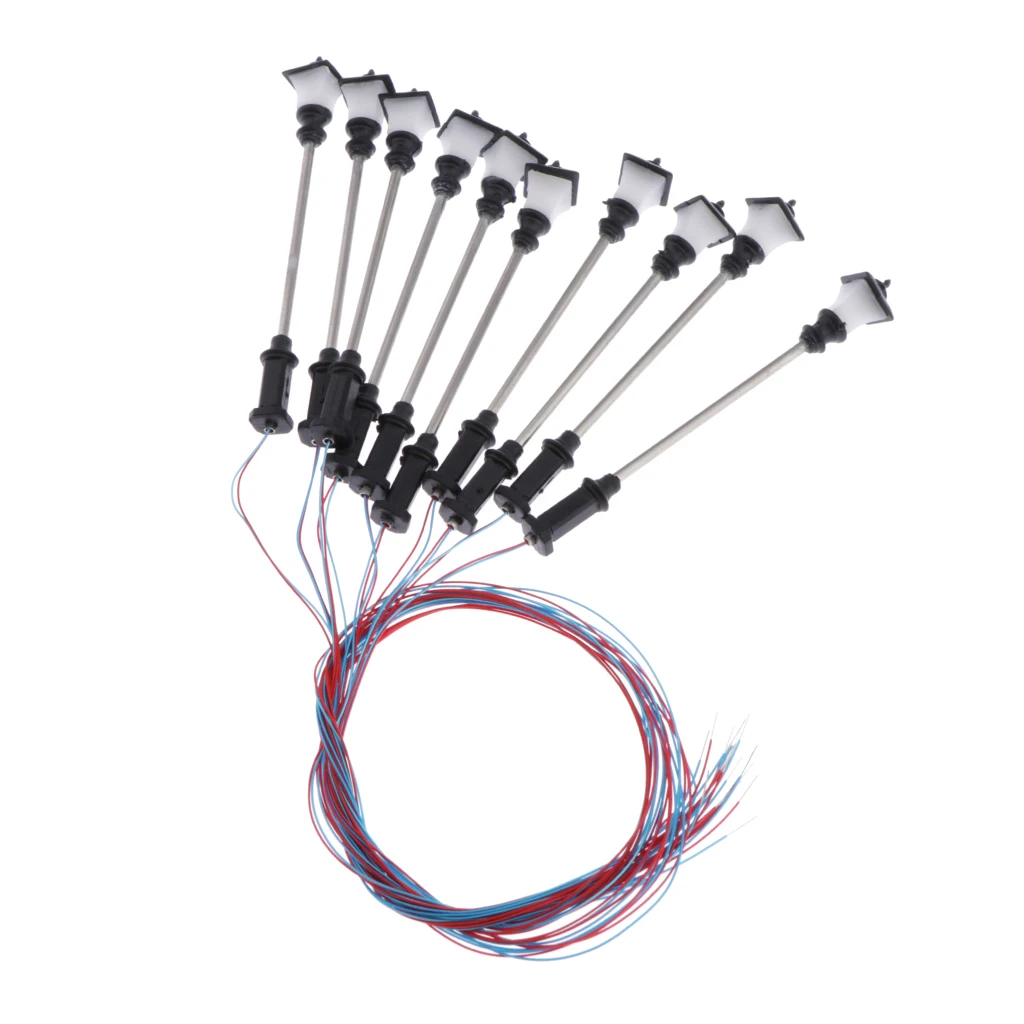 10x Model Railroad Train Lamp Posts Lamps Street Lights HO Scale LEDs Fairy Garden Park Lights Supplies 1:100, Style 5 - 7cm    