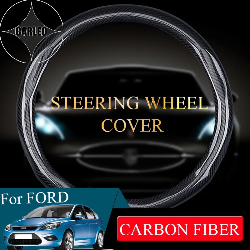 Углеродное волокно чехол рулевого колеса автомобиля для серии форд фокус F-150 Mustang
