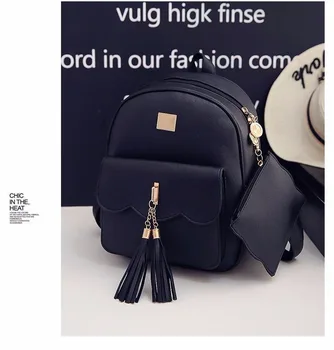 

Backpack women's new Korean Pu tassel travel bag student bag outdoor Backpack