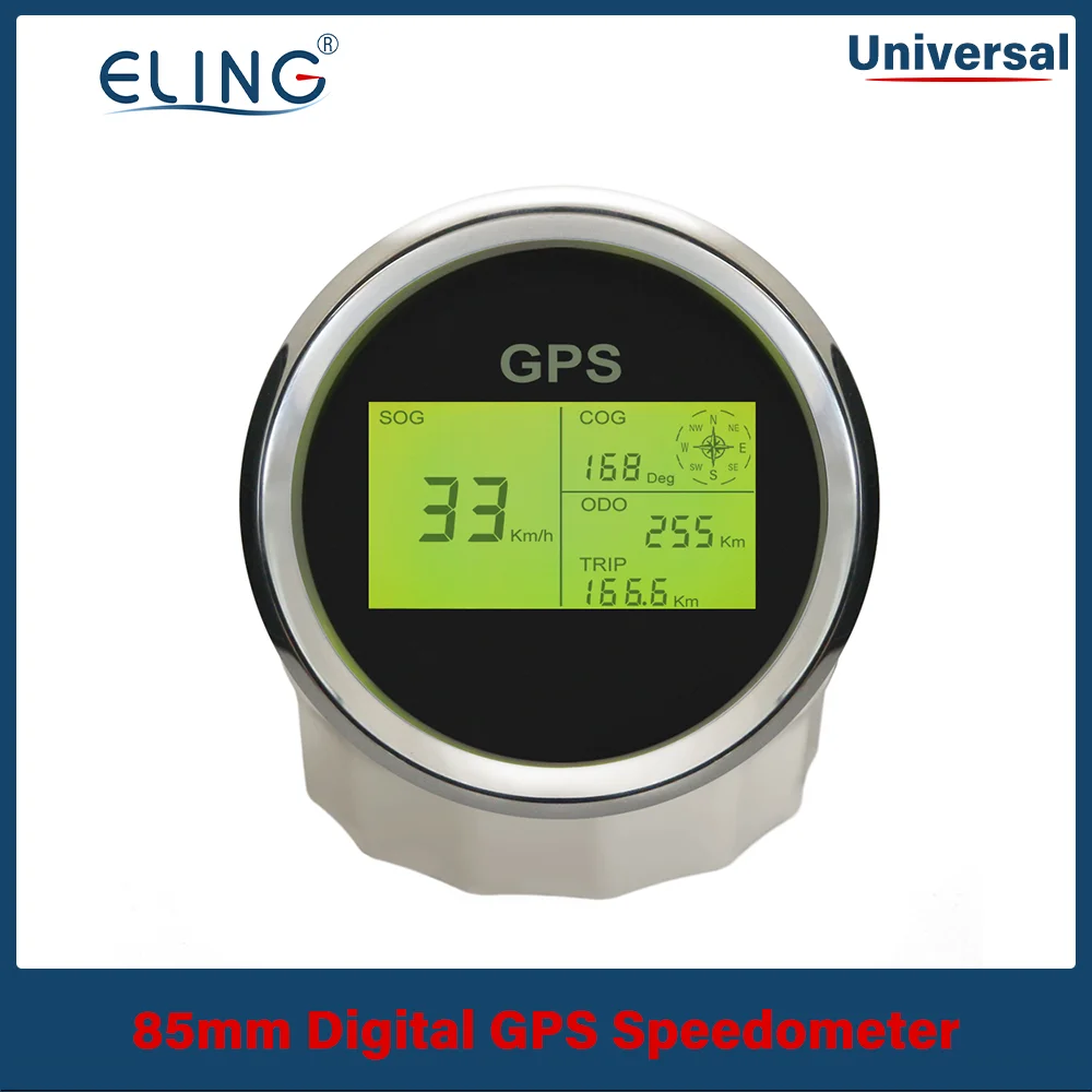 Elling Waterdichte Boot Auto Gps Snelheidsmeter Digitale Lcd Snelheidsmeter Kilometerteller Parcours Met Gps Antenne 3 3/8 