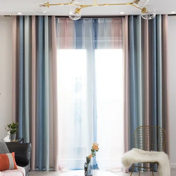 

Finished curtains, gradient printing curtains, fashion models, living room and bedroom blackout curtain fabric