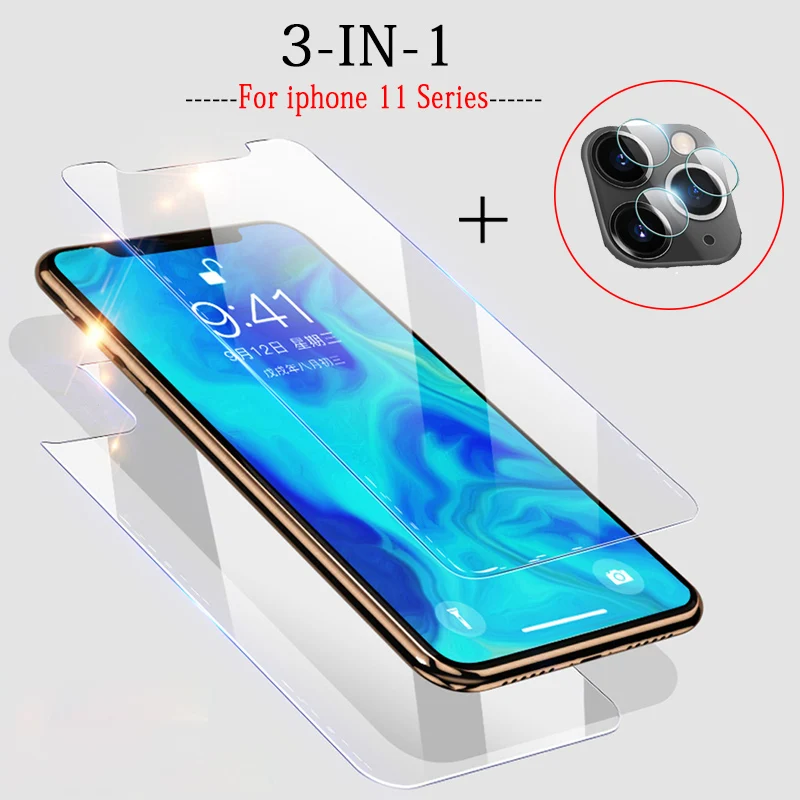 3-в-1 Камера закаленное Стекло для iphone 11 Экран протектор Pro обратно на переднюю