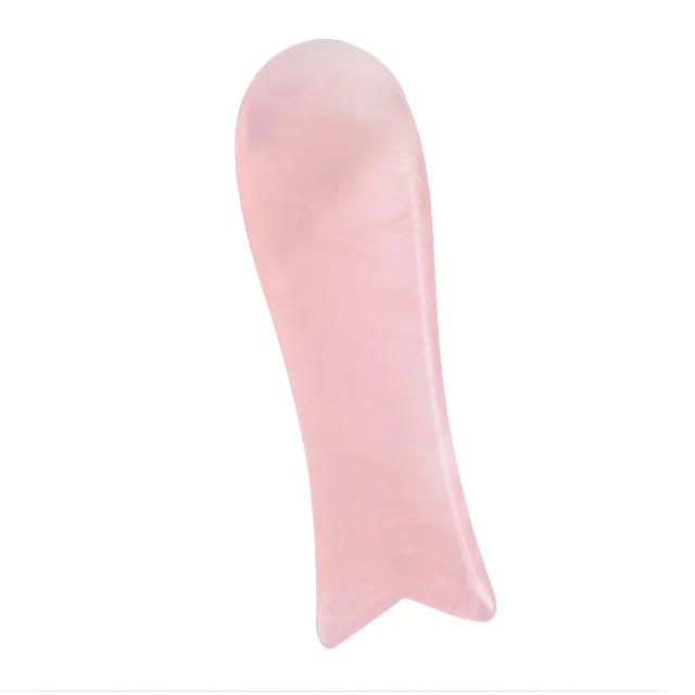 Fishtail shape Натуральный нефрит гуаша для лица розовый кварц Gua Sha доска для лифтинга лица массажный инструмент против морщин Исцеление Нефритовый камень спа терапия инструмент - Цвет: Fishtail shape
