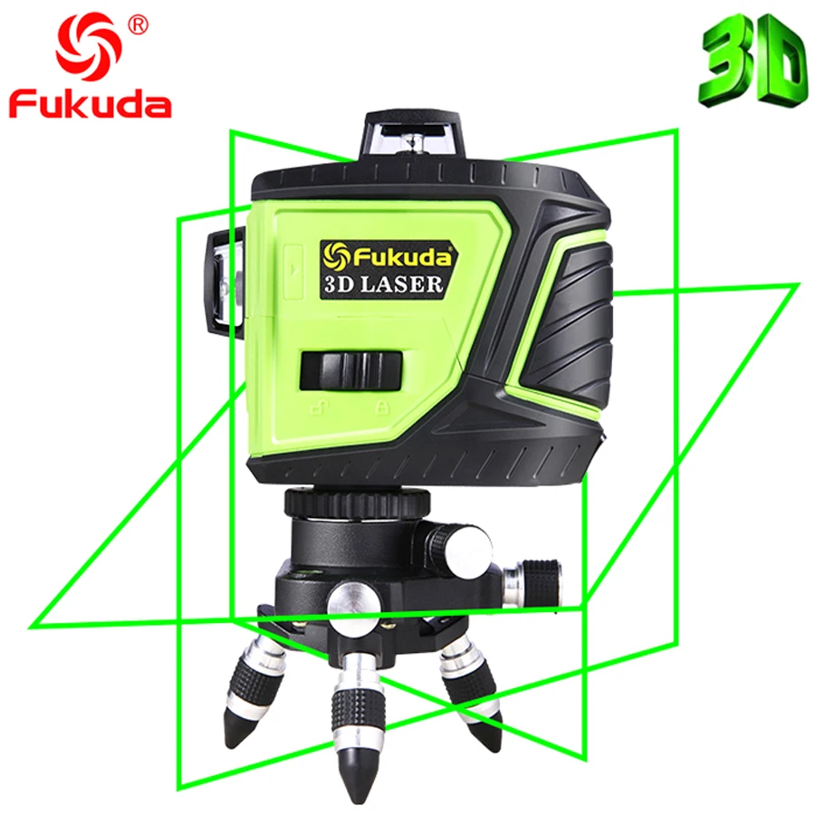 

Fukuda 12Lines 3D MW-93T-3GX Laser Level Self-Leveling 360 Horizontal And Vertical Cross Super Powerful GREEN/Red Laser Beam