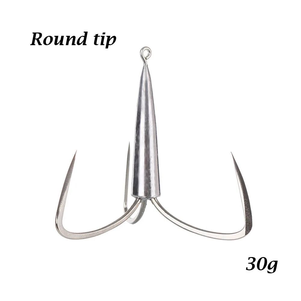 Round Tip - 30g 1 шт. заточенные сильные большие рыболовные тройные Крючки с свинцом вес грузила рыболовный крючок рыболовные снасти инструменты аксессуары Высокое качество - Цвет: Round Tip - 30g