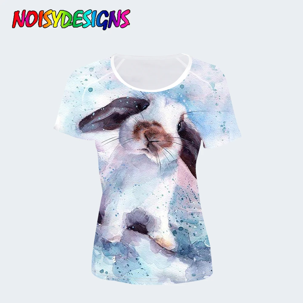 NOISYDESIGNS Harajuku 3D футболка с кроликом женская одежда Kawaii футболка для женщин топы футболки женская футболка для девочек на заказ