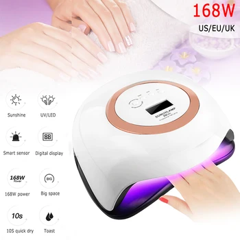 

168W UV LED Lamp Nails Dryer Manicure Gel Nail Lamp Drying Nail Polish Glue Baking Lamp Gel Varnish Auto Sensor Manicure Tools