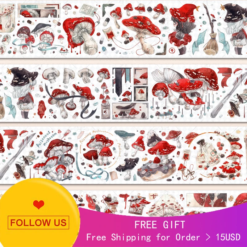 Loop Size Journal Tape Redemption Red Mushroom Pet Decoration | Канцтовары для офиса и дома