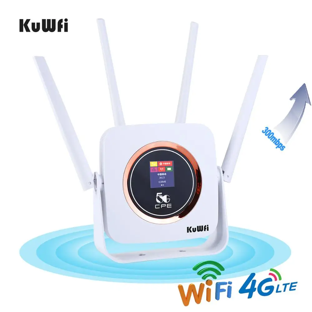 KuWFi 4G Router Cat6 300Mbps Entsperrt Wireless CPE Router 4G LTE SIM Wifi  Router Mit SIM Karte slot & RJ45 Lan Port - AliExpress Computer und Büro