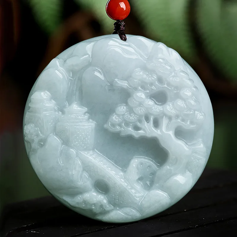 

Hot Selling New Natural Jade Landscape Pendant Charm Jewellery Hand-Carved Necklace for Women Men Fashion Accessories