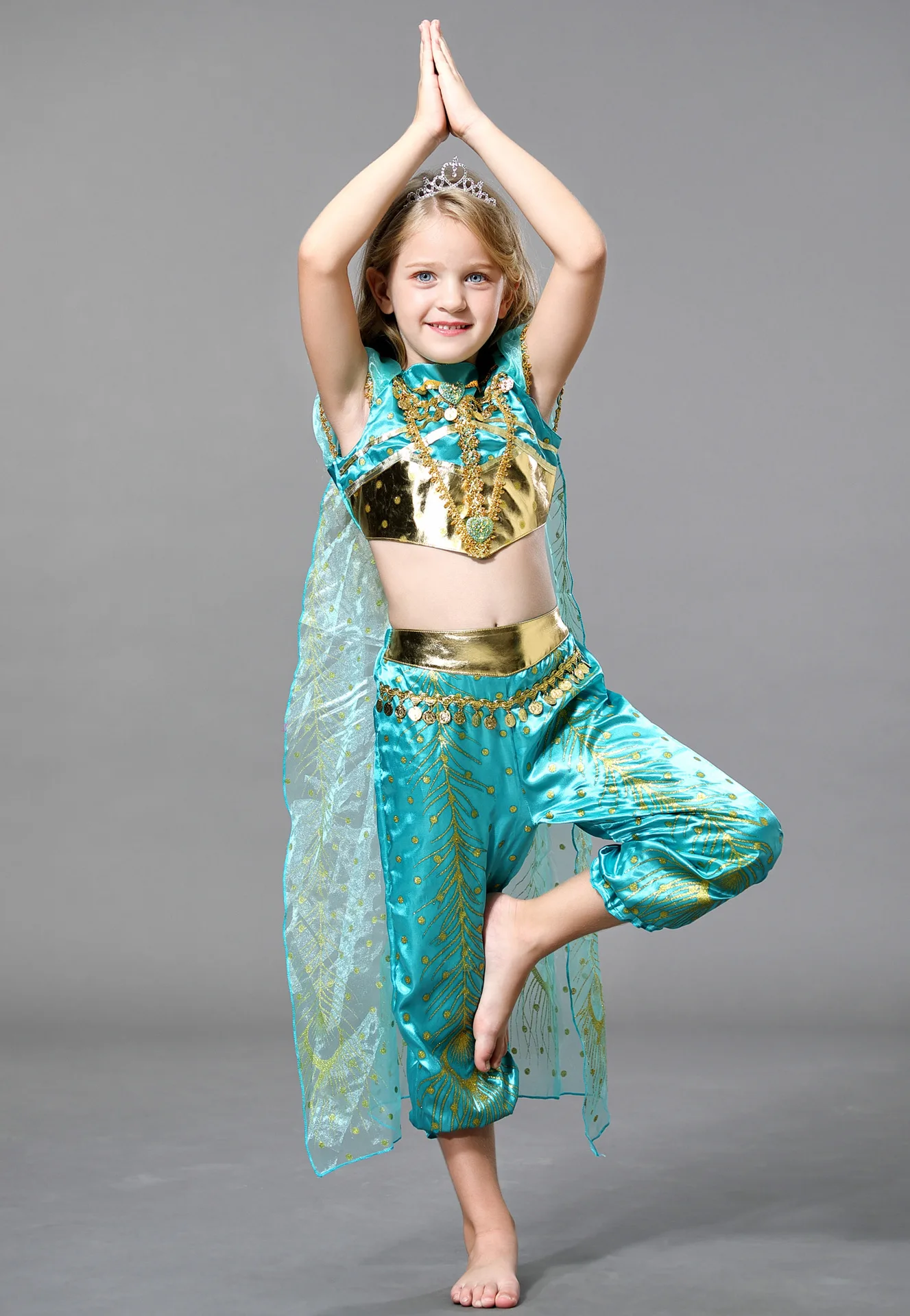 Хэллоуин Принцесса Жасмин танцевальное платье для девочек Дети Алладин косплей одежда сказочные костюмы топ юбка брюки комплект C55656CH