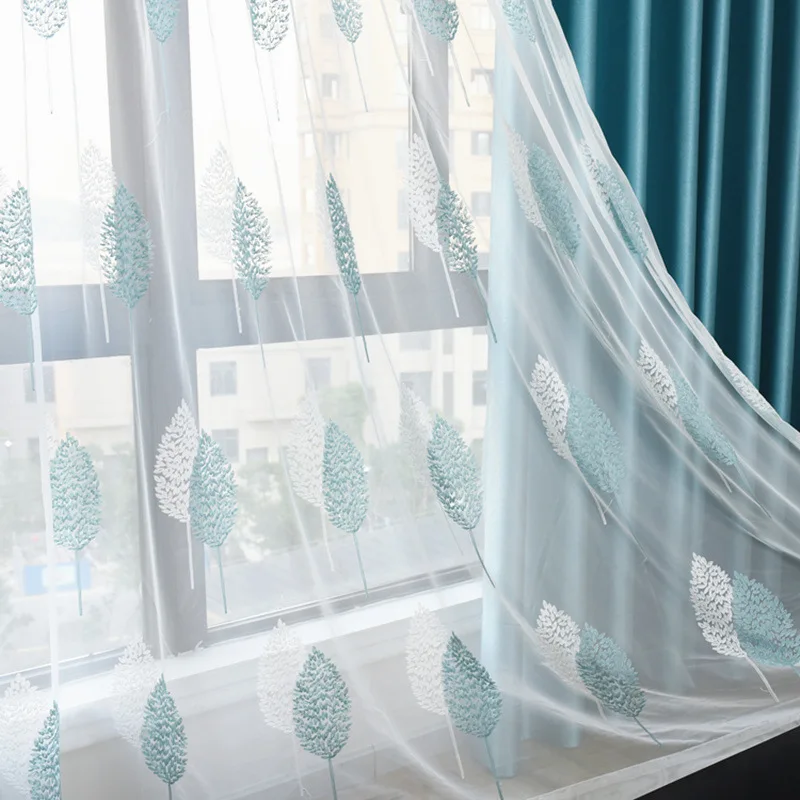 

Modern Northern European-Style Pastoral Style Living Room Bedroom Library Embroidery Curtain Balcony Curtain Faux Cotton Linen W