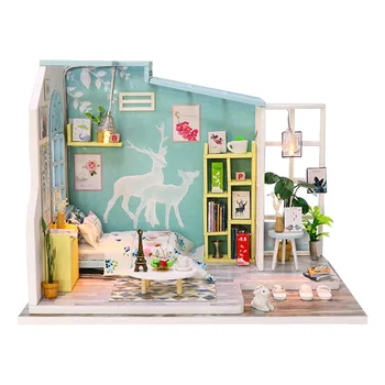 

DIY Wooden Doll House Handmade Assembly Furniture Kit Miniature Dollhouse Toys Handmade Educational for Children Gifts