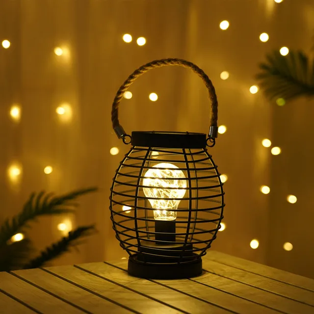 LED Copper Wire Iron Art Wine Glass Shape Night Light Battery Power Warm Light Table Lamp