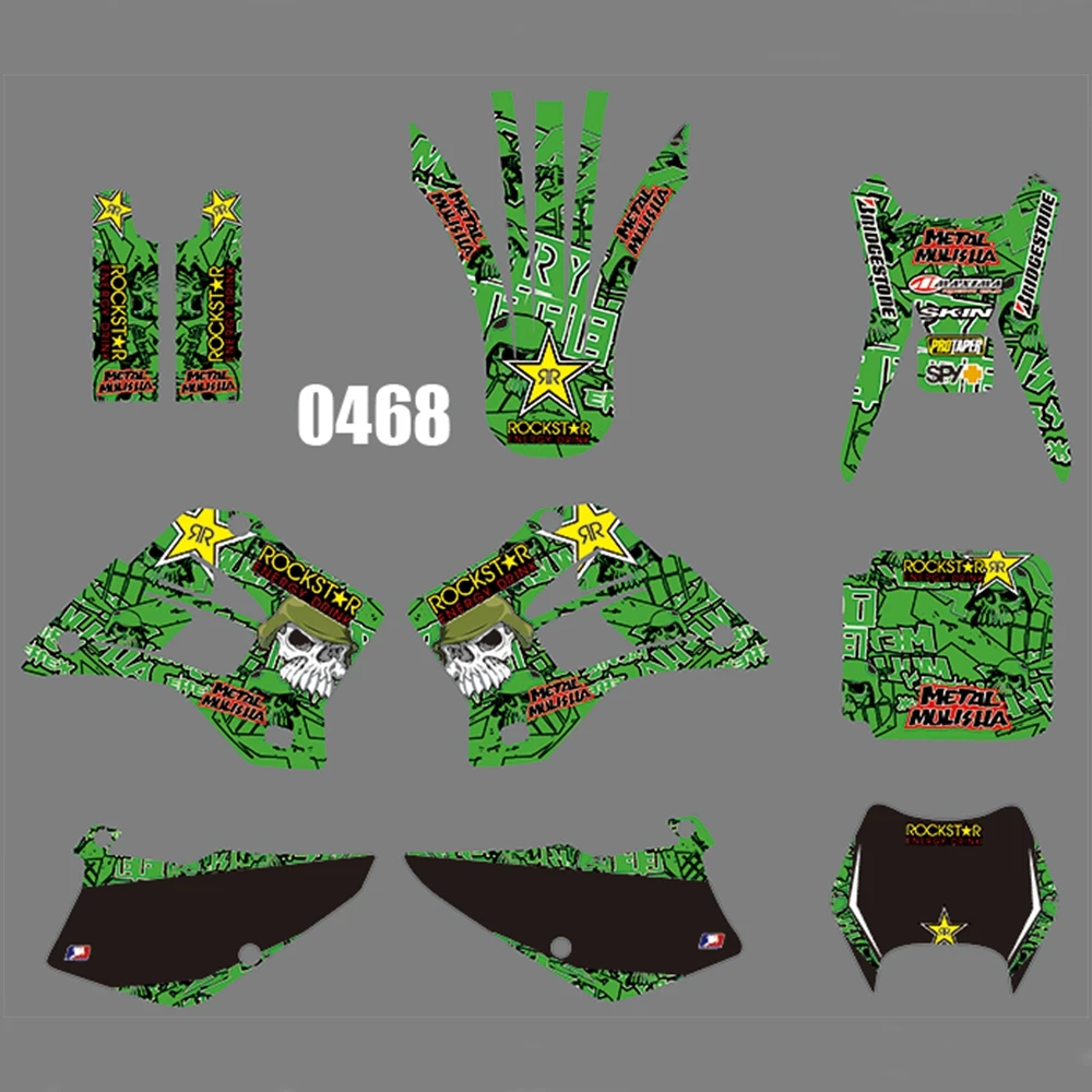 

For KAWASAKI KDX200 KDX220 1995-2008 Graphics Decals Stickers Custom Number Name 3M Full Motorcycle Backgrounds Accessories