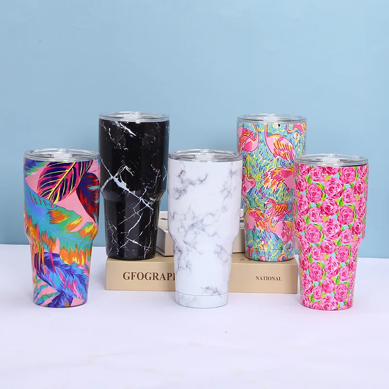 

30oz Stainless Steel Leopard Tumbler Wide Mouth Cold Insulation Portable Water Mug Coffee Mugs Vacuum Insulated Metal Straw
