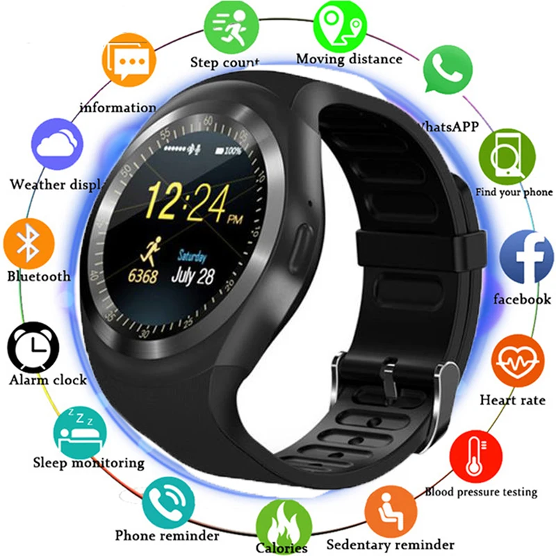 

2019 New Bluetooth Smart Watch Relogio Android SmartWatch Phone Call GSM Sim Remote Camera Information Display Sports Pedometer