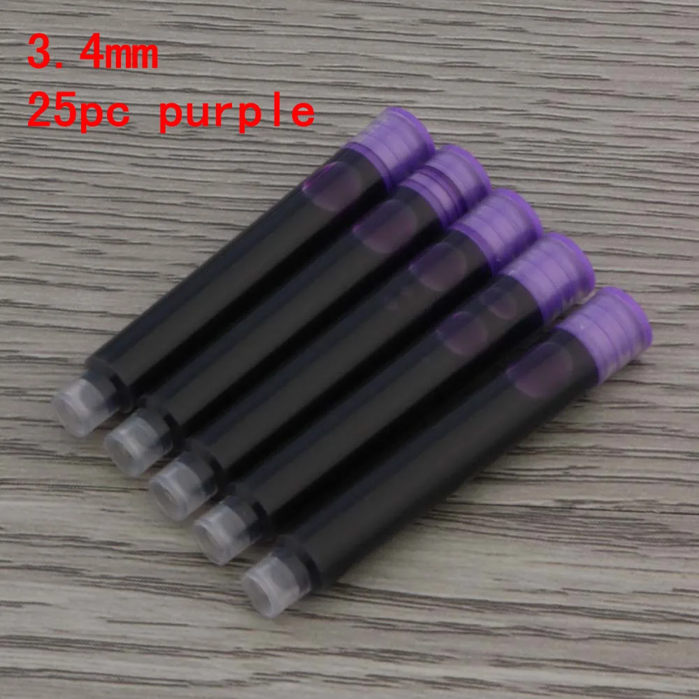 25pcs Universal Fountain Pen Ink Cartridges - Assorted Colors and Sizes for Stationery and Office Supplies