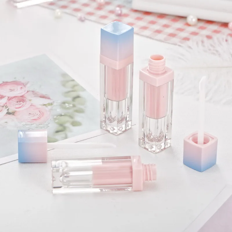

10-50pcs 5ml DIY gradient blue pink transparent lip glaze tube square lipgloss empty tubes cosmetic refillable bottles wholesell