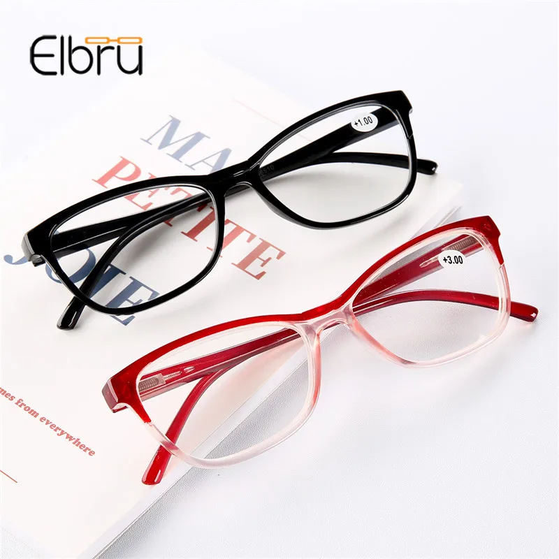 Elbru, ультра-светильник, черный, красный цвет, полуоправа, очки для чтения, очки для пресбиопики, мужские, женские, дальний прицел, очки с прочностью+ 1,0+ 4,0
