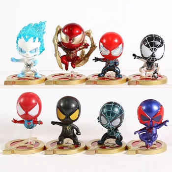 

Cosbaby Spider Man Iron Spider Armor/Spirit/Negative/Anti-ock/Velocity/Scarlet Suit Spiderman Mini PVC Figures Toys 8pcs/set