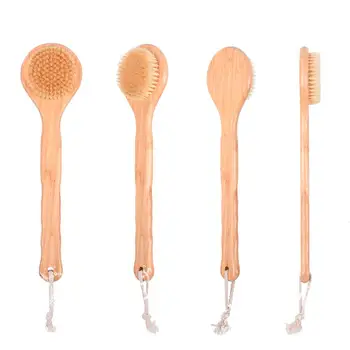 

Bristle Brush SPA Exfoliating Bath Brushes Back Massage Scrubber With Long Bamboo Handle Brush Bathroom Cleaning Tools