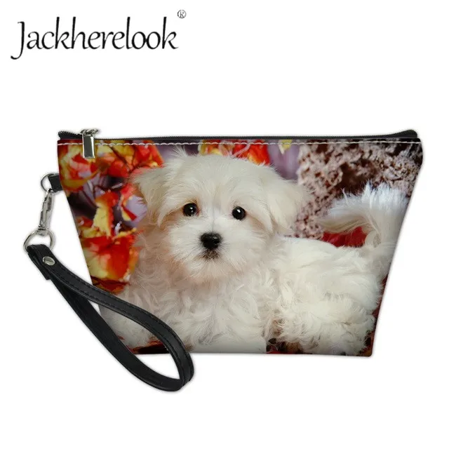Jackherelook Милая Мальтийская болонка Womne коробка для макияжа Мини Дорожная сумка для хранения дамский набор для чистки туалетных принадлежностей Портативная сумка для организации - Цвет: HMB34Z8