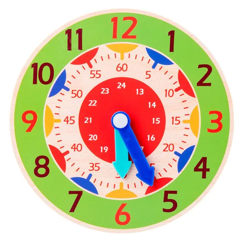 Children Early Learning Toy Wooden Clock Hour Minute Second Cognition Colorful Clocks Toys for Kids Preschool Teaching Aids 11