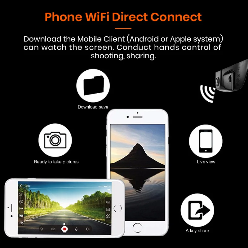 AWESAFE Wifi Автомобильная камера DVR видеорегистратор Автомобильный регистратор full hd