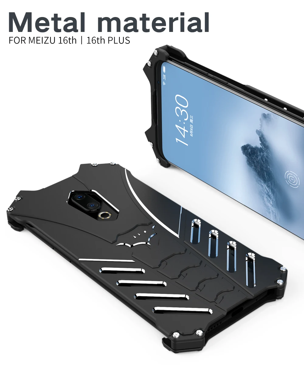 R-JUST металлический чехол для Meizu 16th 16 16X Meizu 16th Plus MX6 Pro 6 7 15 Plus 15 усиленная защита Бэтмен Броня чехол s