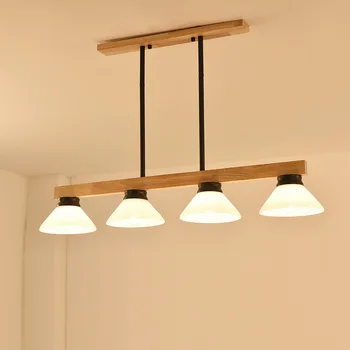

Simple modern log art living room lamp warm bedroom pendant light Nordic Japanese LED long dining room table pendant light