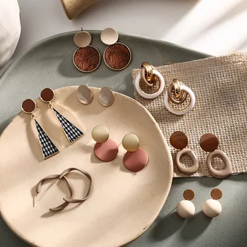 

Korean Geometric Round Circle Dangle Earrings For Women Fashion Charm Jewelry Gift For Christmas Anniversary Festival